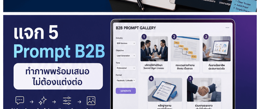 แจก 5 Prompt B2B! ทำภาพ Audit, Proposal, SLA, Case Study และ Retainer พร้อมเสนอ ไม่ต้องแต่งต่อ