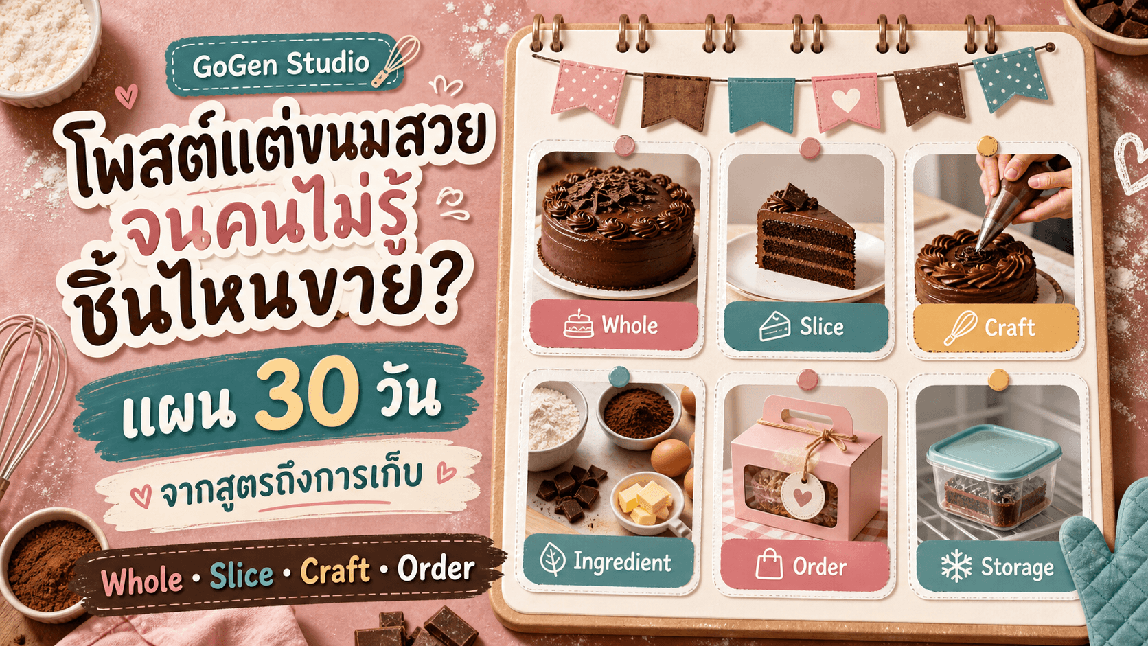 โพสต์แต่ขนมสวยจนคนไม่รู้ชิ้นไหนขาย? แผนคอนเทนต์เบเกอรี่ 30 วันแบบสั่งได้จริง