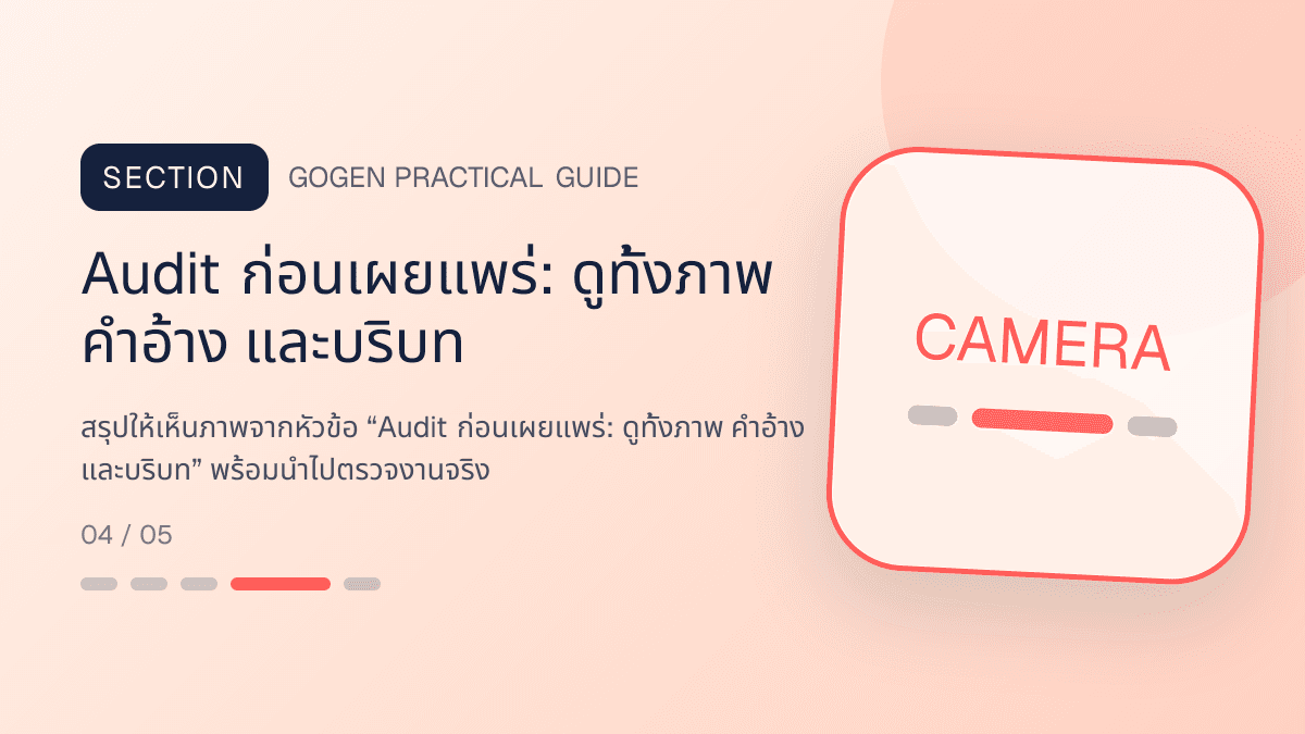 ภาพประกอบ Audit ก่อนเผยแพร่: ดูทั้งภาพ คำอ้าง และบริบท สำหรับทำภาพ Before–After ให้น่าเชื่อถือ