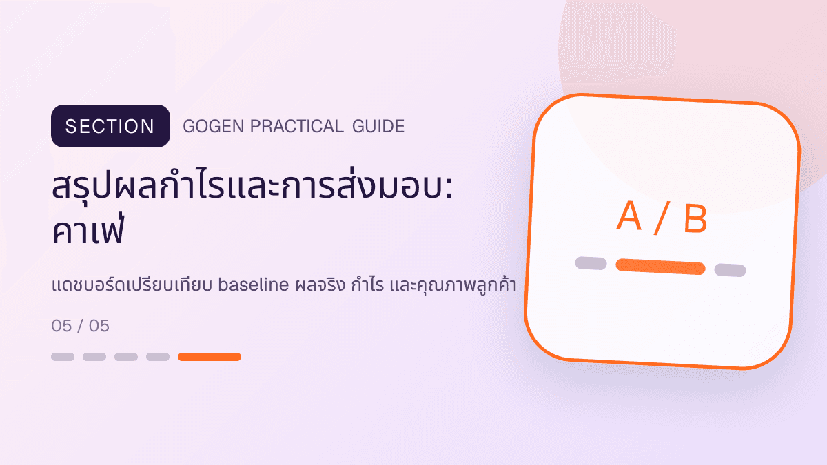 สรุปผลกำไรและการส่งมอบสำหรับคาเฟ่ แสดงกาแฟ เครื่องดื่ม และเมนูซิกเนเจอร์ในสไตล์เป็นกันเอง มีบรรยากาศ และจำโทนร้านได้