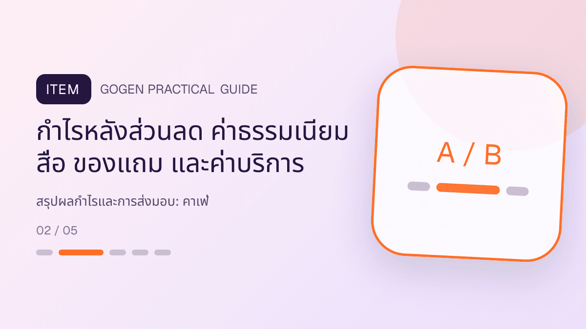 สรุปผลกำไรและการส่งมอบสำหรับคาเฟ่ แสดงกาแฟ เครื่องดื่ม และเมนูซิกเนเจอร์ในสไตล์เป็นกันเอง มีบรรยากาศ และจำโทนร้านได้: กำไรหลังส่วนลด ค่าธรรมเนียม สื่อ ของแถม และค่าบริการ