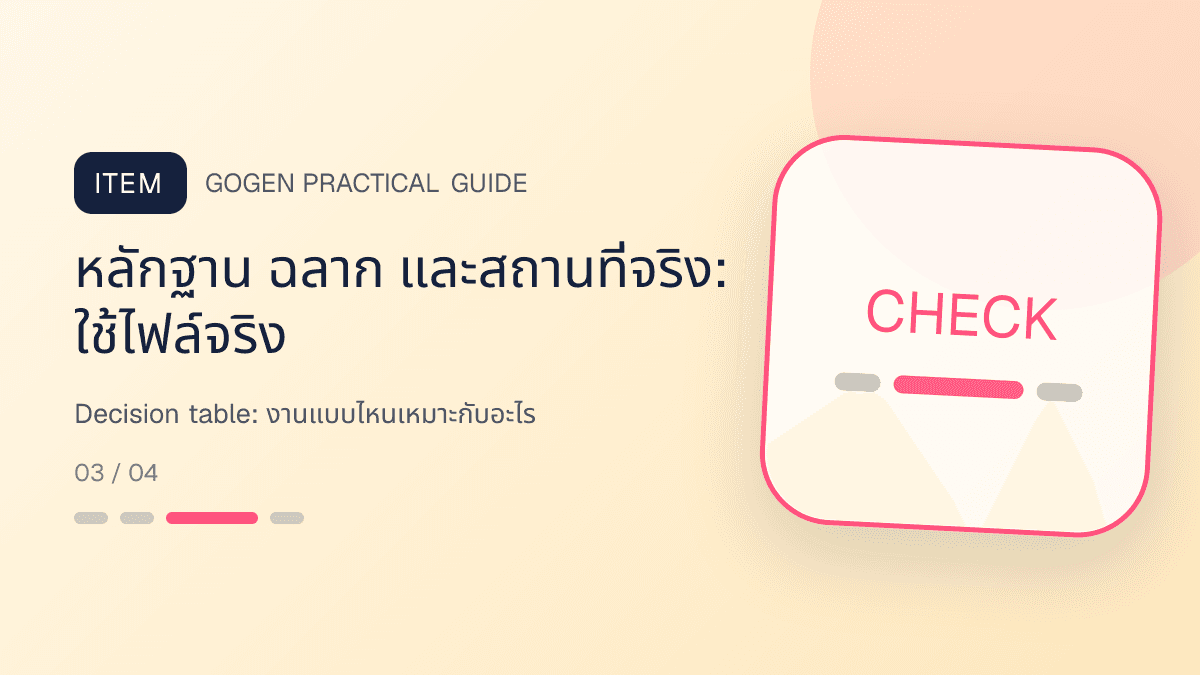 ภาพประกอบ Decision table: งานแบบไหนเหมาะกับอะไร สำหรับCanva vs AI ทำภาพขายของ เลือกใช้อย่างไร: หลักฐาน ฉลาก และสถานที่จริง: ใช้ไฟล์จริง