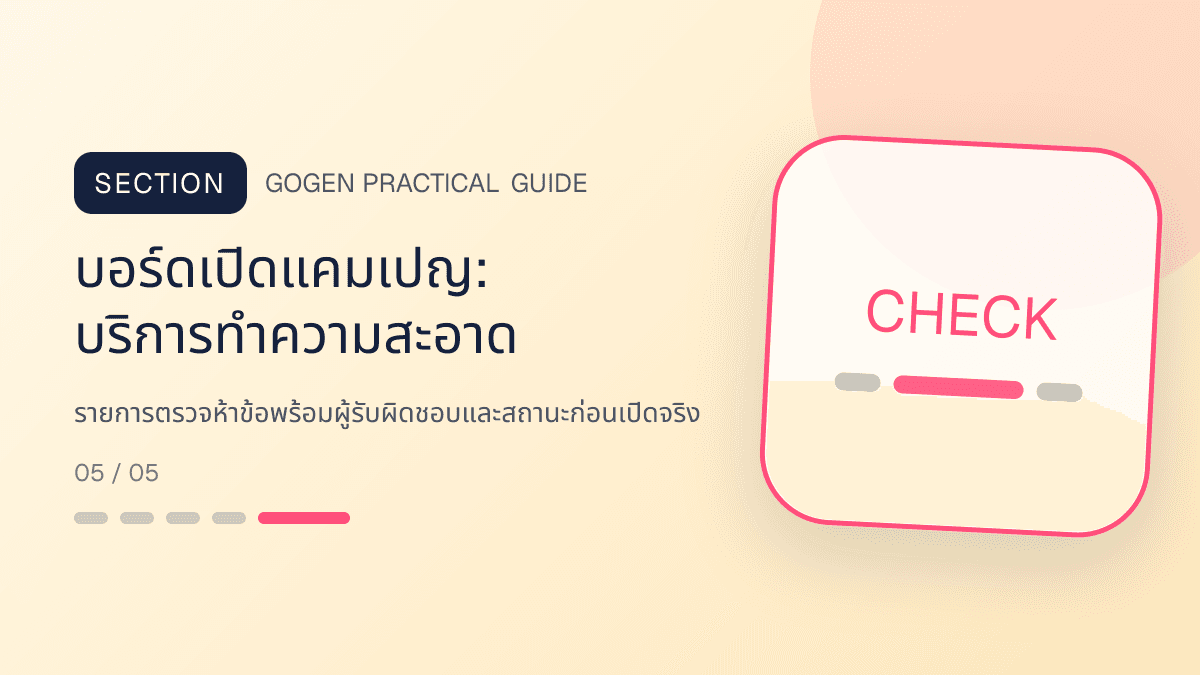 บอร์ดเปิดแคมเปญสำหรับบริการทำความสะอาด แสดงทำความสะอาดบ้าน คอนโด และสำนักงานในสไตล์สะอาด ไว้ใจได้ และเห็นผลลัพธ์