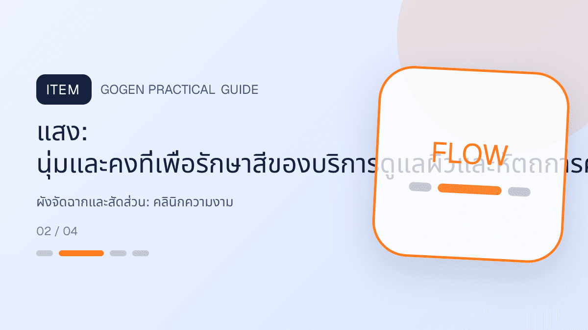 ผังจัดฉากและสัดส่วนสำหรับคลินิกความงาม แสดงบริการดูแลผิวและหัตถการความงามในสไตล์สะอาด สงบ และให้ข้อมูลอย่างรับผิดชอบ: แสง: นุ่มและคงที่เพื่อรักษาสีของบริการดูแลผิวและหัตถการความงาม