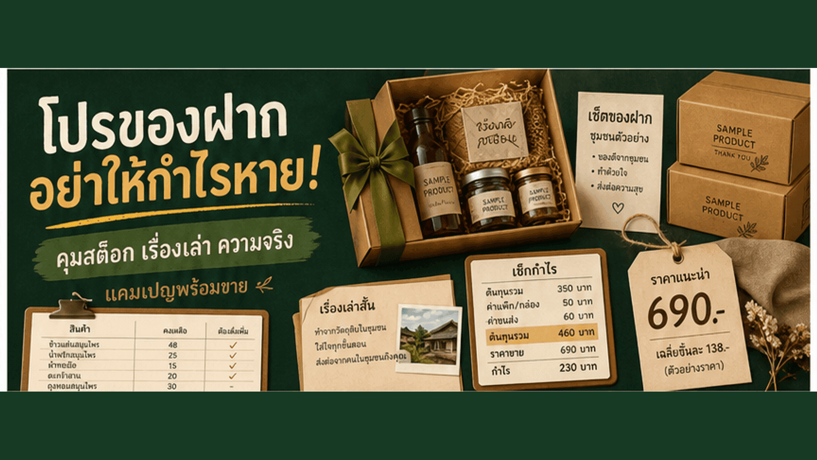 โปรของฝากอย่าให้กำไรหาย! แผนแคมเปญสินค้าชุมชนที่คุมสต็อก เรื่องเล่า และความจริง