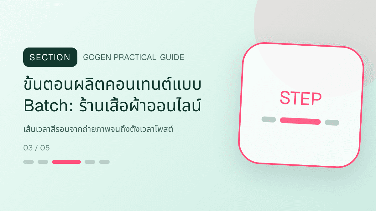 ขั้นตอนผลิตคอนเทนต์แบบ Batchสำหรับร้านเสื้อผ้าออนไลน์ แสดงเสื้อ กางเกง และคอลเลกชันแฟชั่นในสไตล์ร่วมสมัย เห็นเนื้อผ้าชัด และคงบุคลิกแบรนด์
