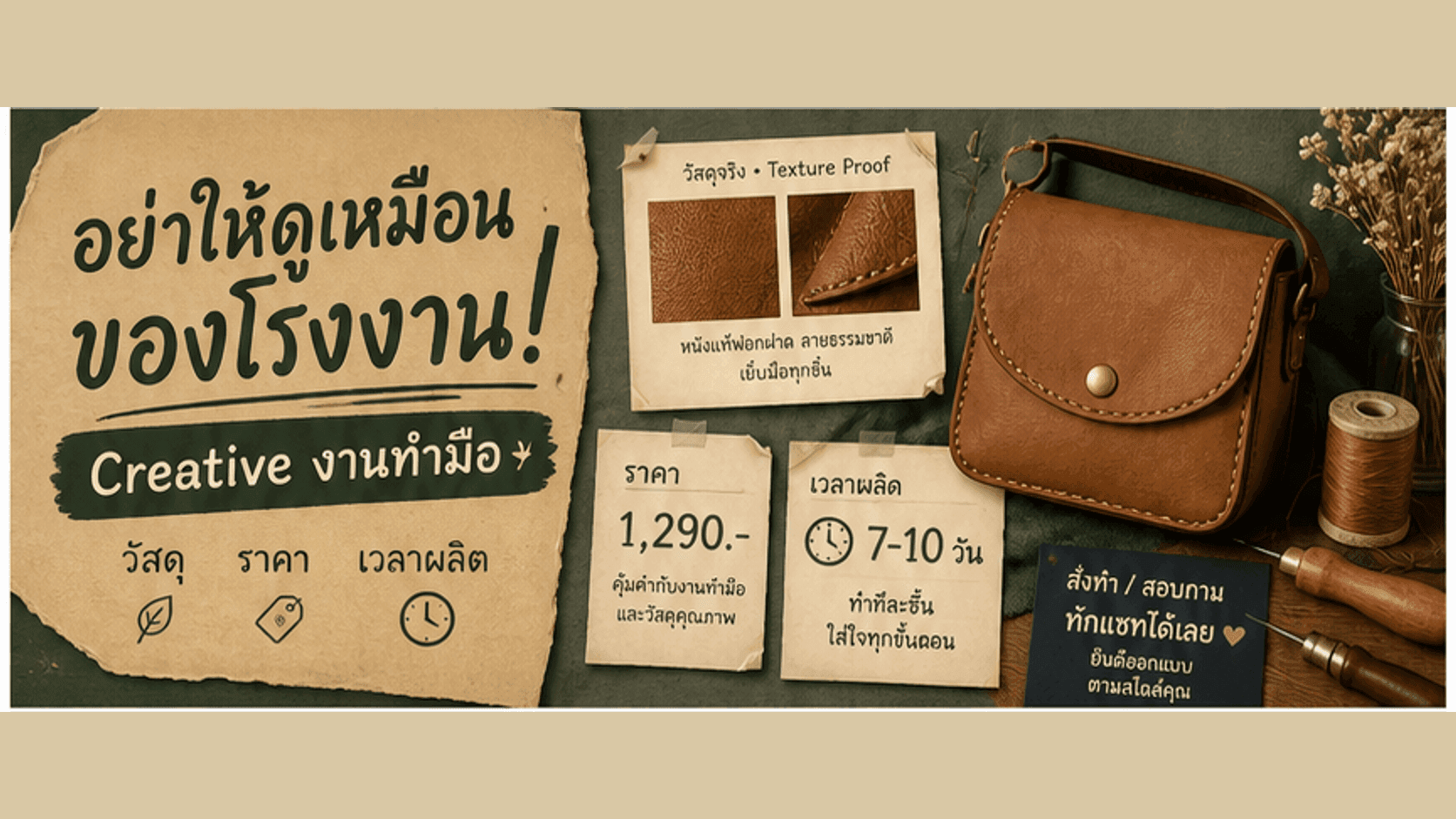 แอดงานทำมืออย่าให้ดูเหมือนของโรงงาน! วิธีทำ Creative ให้เห็นคุณค่า วัสดุ ราคา และเวลาผลิต