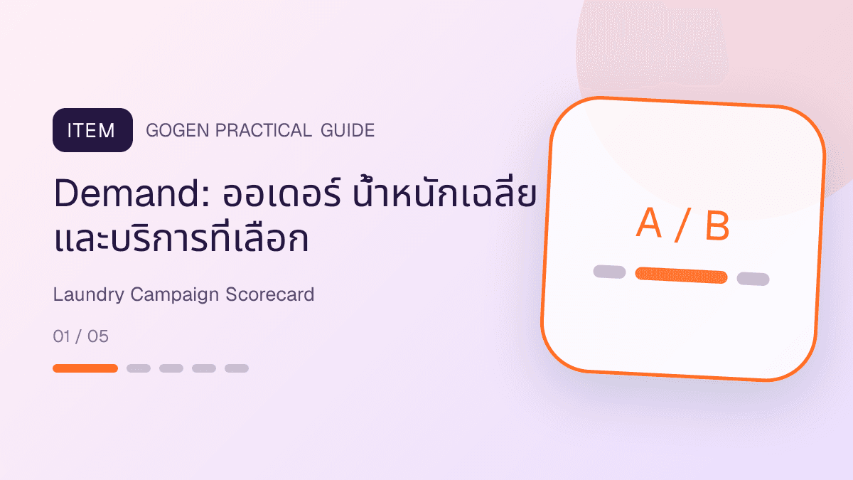 แดชบอร์ดวัดผลแคมเปญร้านซักรีดจากออเดอร์ น้ำหนักเฉลี่ย กำไรต่อกิโล complaint และการกลับมาใช้ซ้ำ: Demand: ออเดอร์ น้ำหนักเฉลี่ย และบริการที่เลือก