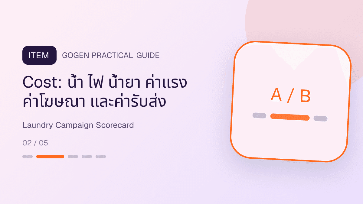 แดชบอร์ดวัดผลแคมเปญร้านซักรีดจากออเดอร์ น้ำหนักเฉลี่ย กำไรต่อกิโล complaint และการกลับมาใช้ซ้ำ: Cost: น้ำ ไฟ น้ำยา ค่าแรง ค่าโฆษณา และค่ารับส่ง