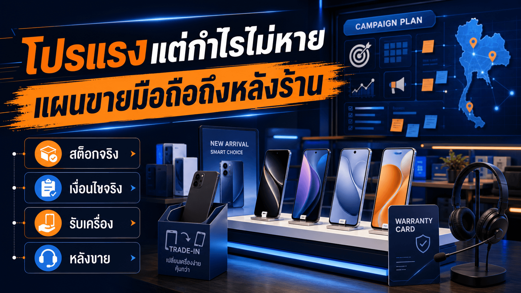 โปรแรงแต่กำไรไม่หาย! แผนแคมเปญร้านมือถือที่คุมสต็อก เทิร์นเครื่อง และหลังขาย