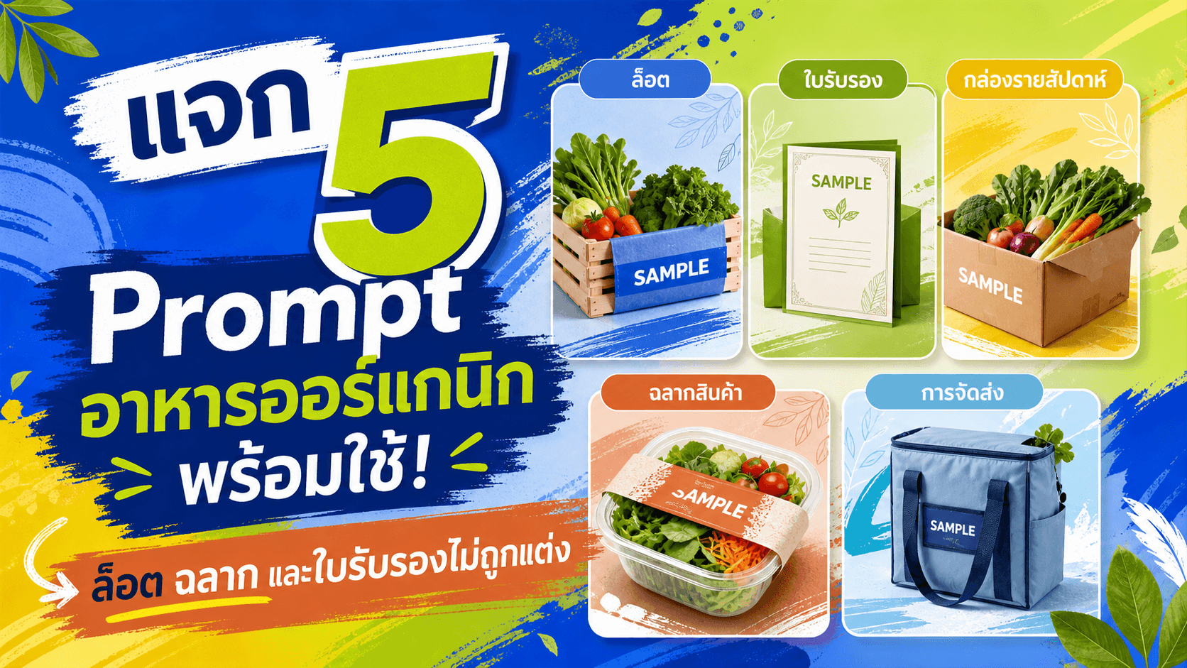 แจก 5 Prompt อาหารออร์แกนิกพร้อมใช้! ภาพสวยแต่ล็อต ฉลาก และใบรับรองไม่ถูกแต่ง
