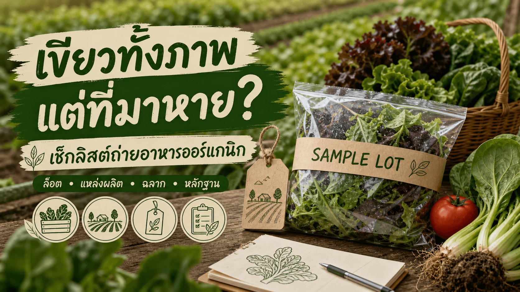 เขียวทั้งภาพแต่ที่มาหาย? เช็กลิสต์ถ่ายอาหารออร์แกนิกให้เห็นล็อต ฉลาก และหลักฐานจริง