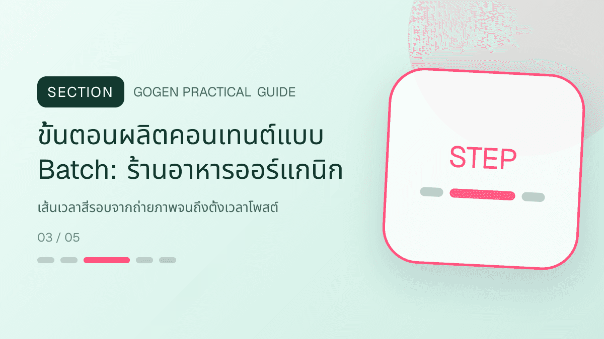 ขั้นตอนผลิตคอนเทนต์แบบ Batchสำหรับร้านอาหารออร์แกนิก แสดงผัก ผลไม้ และอาหารจากแหล่งผลิตที่ตรวจสอบได้ในสไตล์สด เป็นธรรมชาติ และโปร่งใสเรื่องที่มา