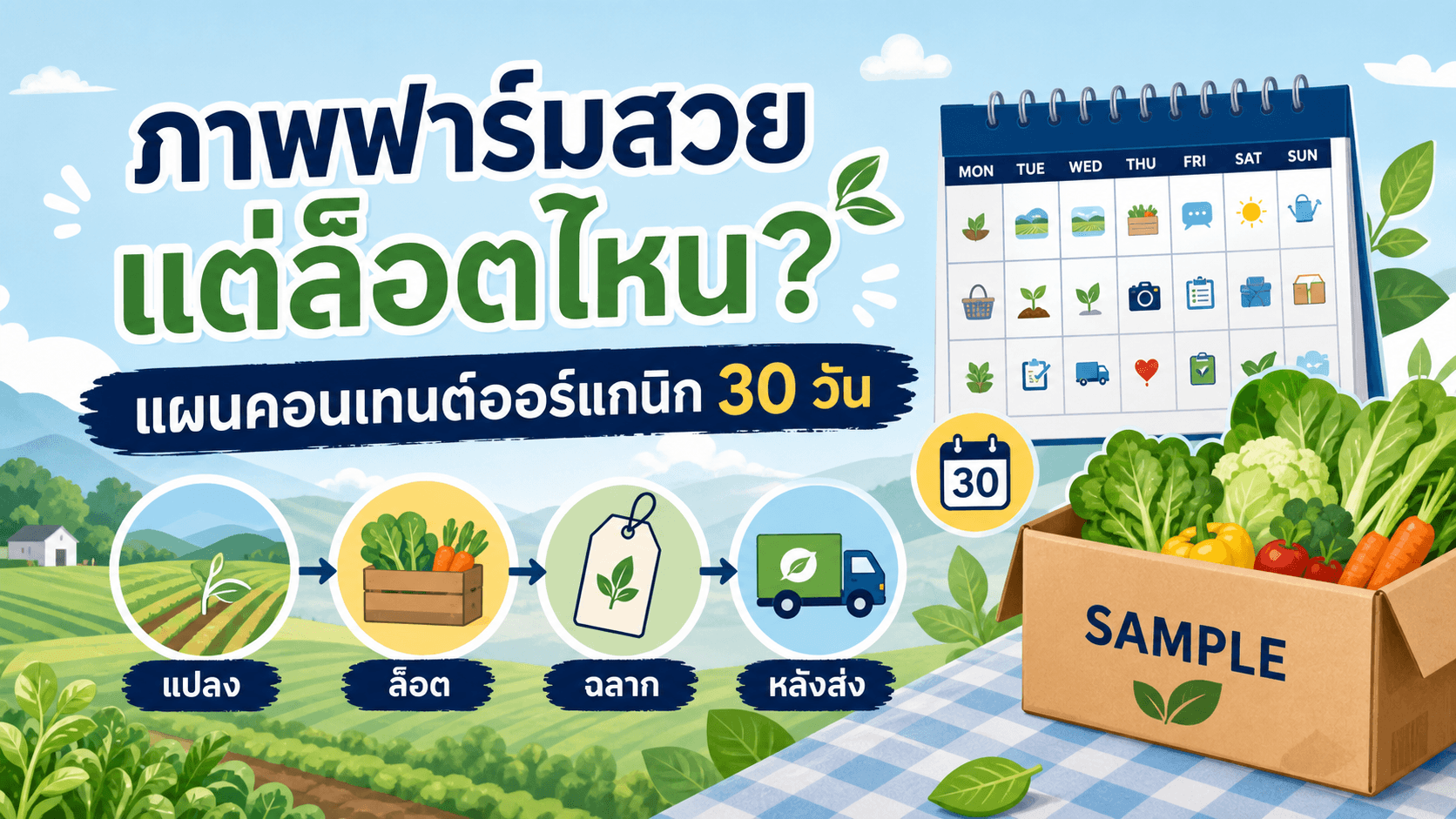 โพสต์แต่ภาพฟาร์มสวยจนล็อตไหนก็ไม่รู้? แผนคอนเทนต์ออร์แกนิก 30 วันแบบตรวจย้อนกลับได้