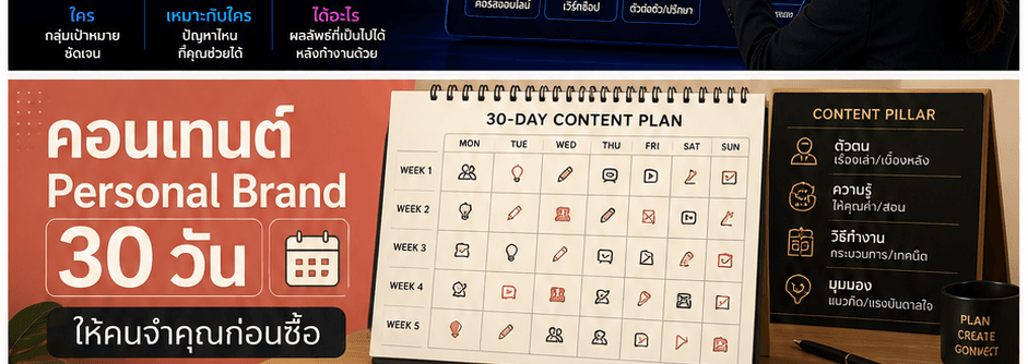 คอนเทนต์ Personal Brand 30 วัน! ให้คนจำคุณก่อนซื้อ ด้วยโพสต์ที่ไม่ขายฝัน