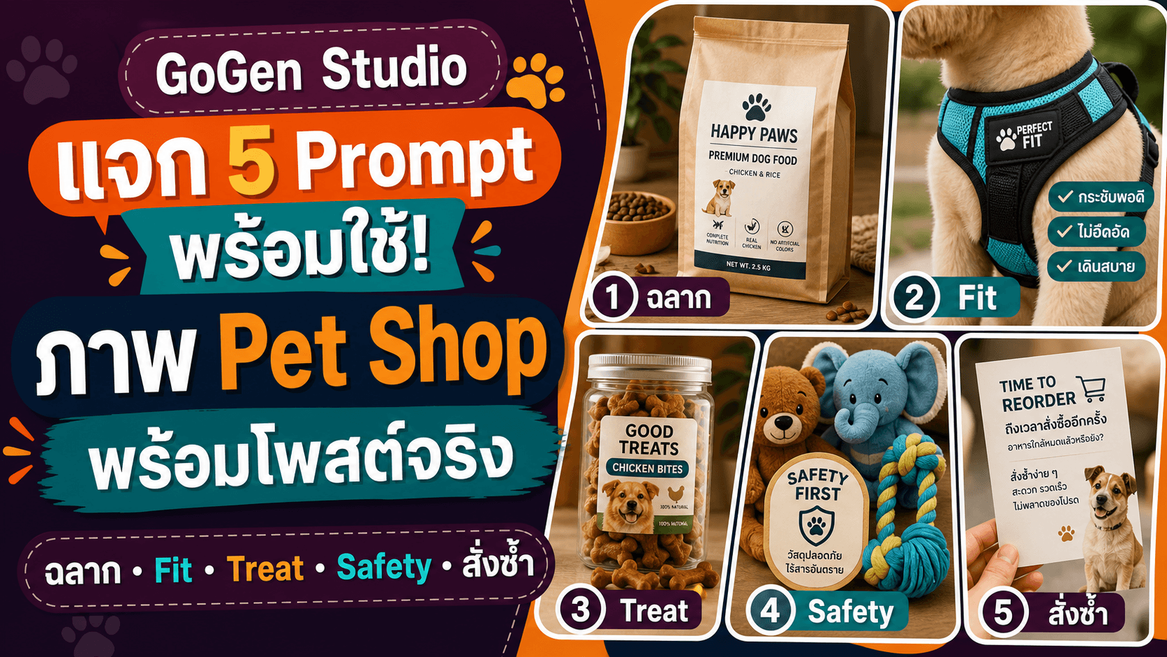 แจก 5 Prompt ร้านสัตว์เลี้ยงพร้อมใช้! จากฉลากจริงถึงการ์ดสั่งซ้ำ