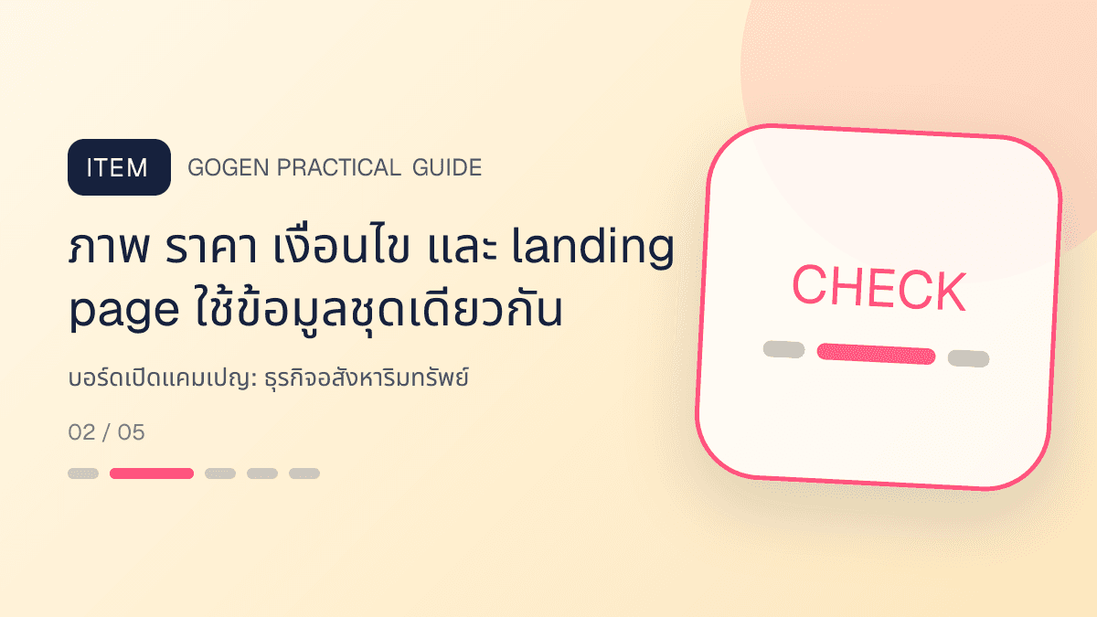 บอร์ดเปิดแคมเปญสำหรับธุรกิจอสังหาริมทรัพย์ แสดงบ้าน คอนโด และพื้นที่เชิงพาณิชย์ในสไตล์โปร่ง เป็นมืออาชีพ และสมจริง: ภาพ ราคา เงื่อนไข และ landing page ใช้ข้อมูลชุดเดียวกัน