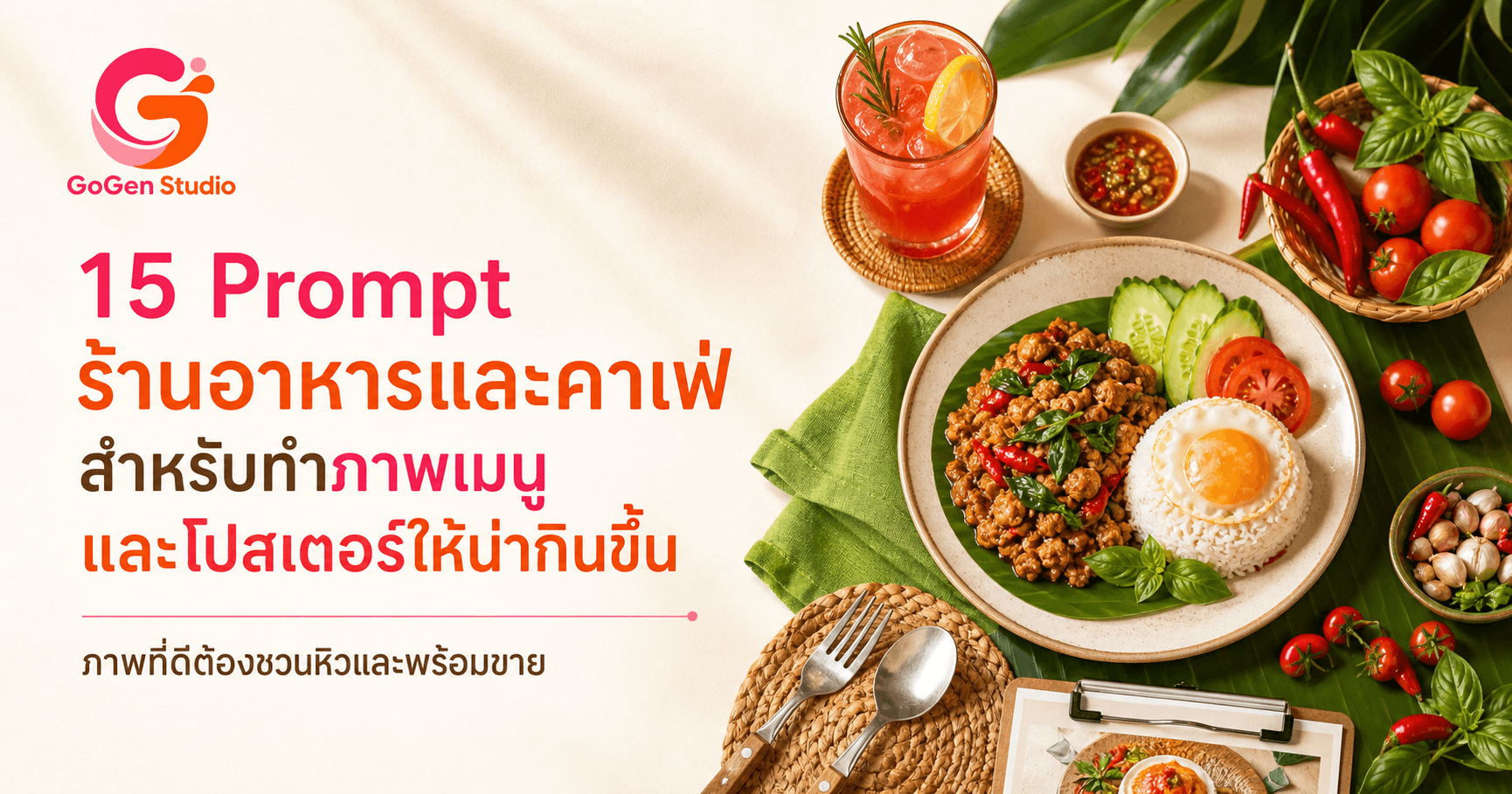 ร้านอาหารห้ามพลาด! 10 Prompt ภาพอาหาร เปลี่ยนเมนูธรรมดาให้น่ากินจนลูกค้าอยากสั่งทันที