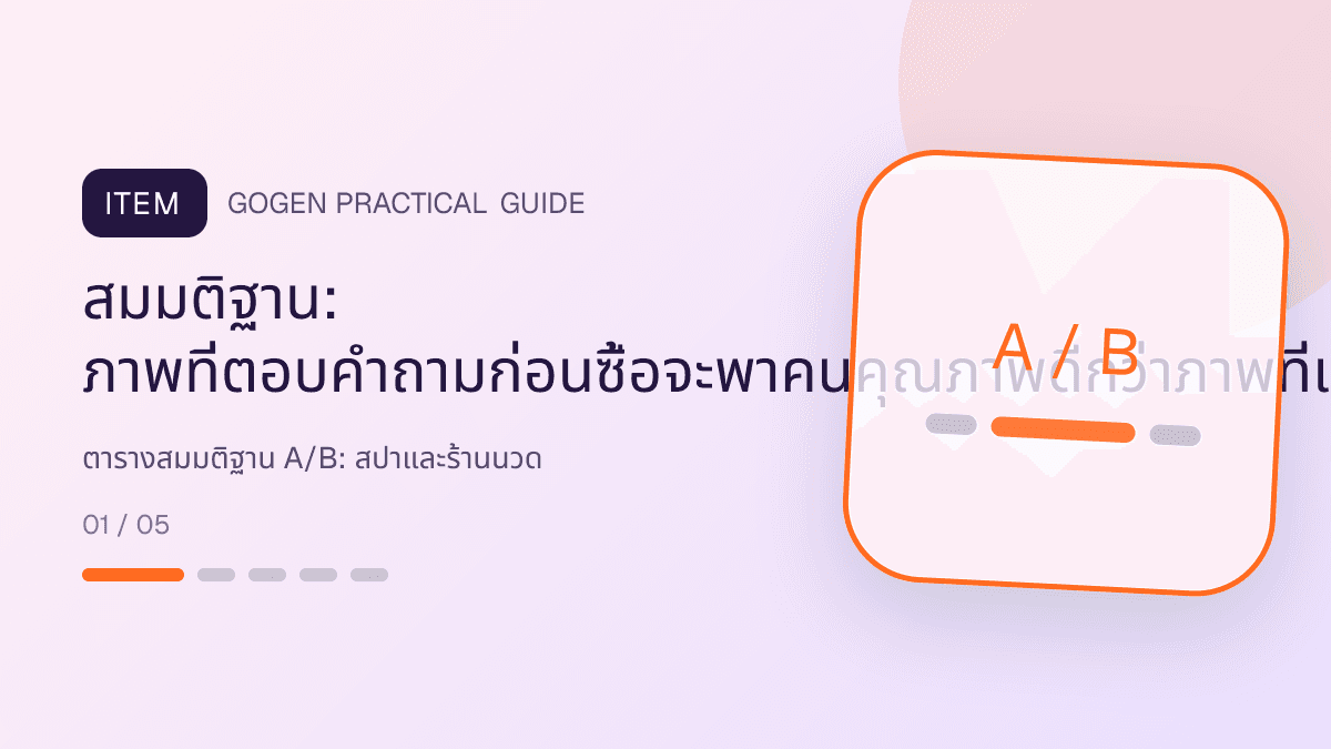 ตารางสมมติฐาน A/Bสำหรับสปาและร้านนวด แสดงบริการนวด สปา และทรีตเมนต์ผ่อนคลายในสไตล์สงบ พรีเมียม และเป็นธรรมชาติ: สมมติฐาน: ภาพที่ตอบคำถามก่อนซื้อจะพาคนคุณภาพดีกว่าภาพที่เน้นส่วนลด