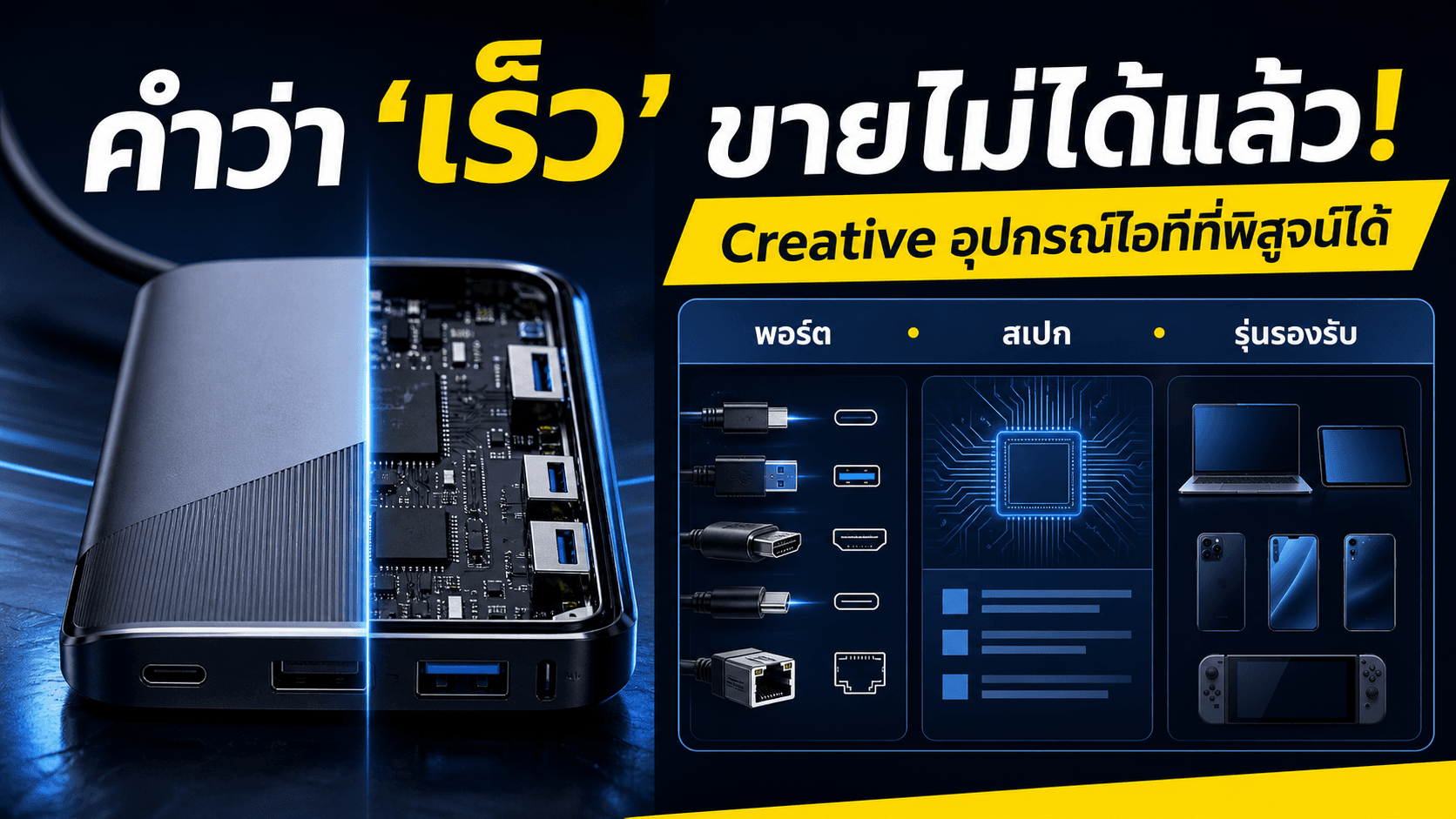 คำว่า ‘เร็ว’ ขายไม่ได้แล้ว! คู่มือ Creative อุปกรณ์ไอทีที่พิสูจน์พอร์ต สเปก และรุ่นรองรับ