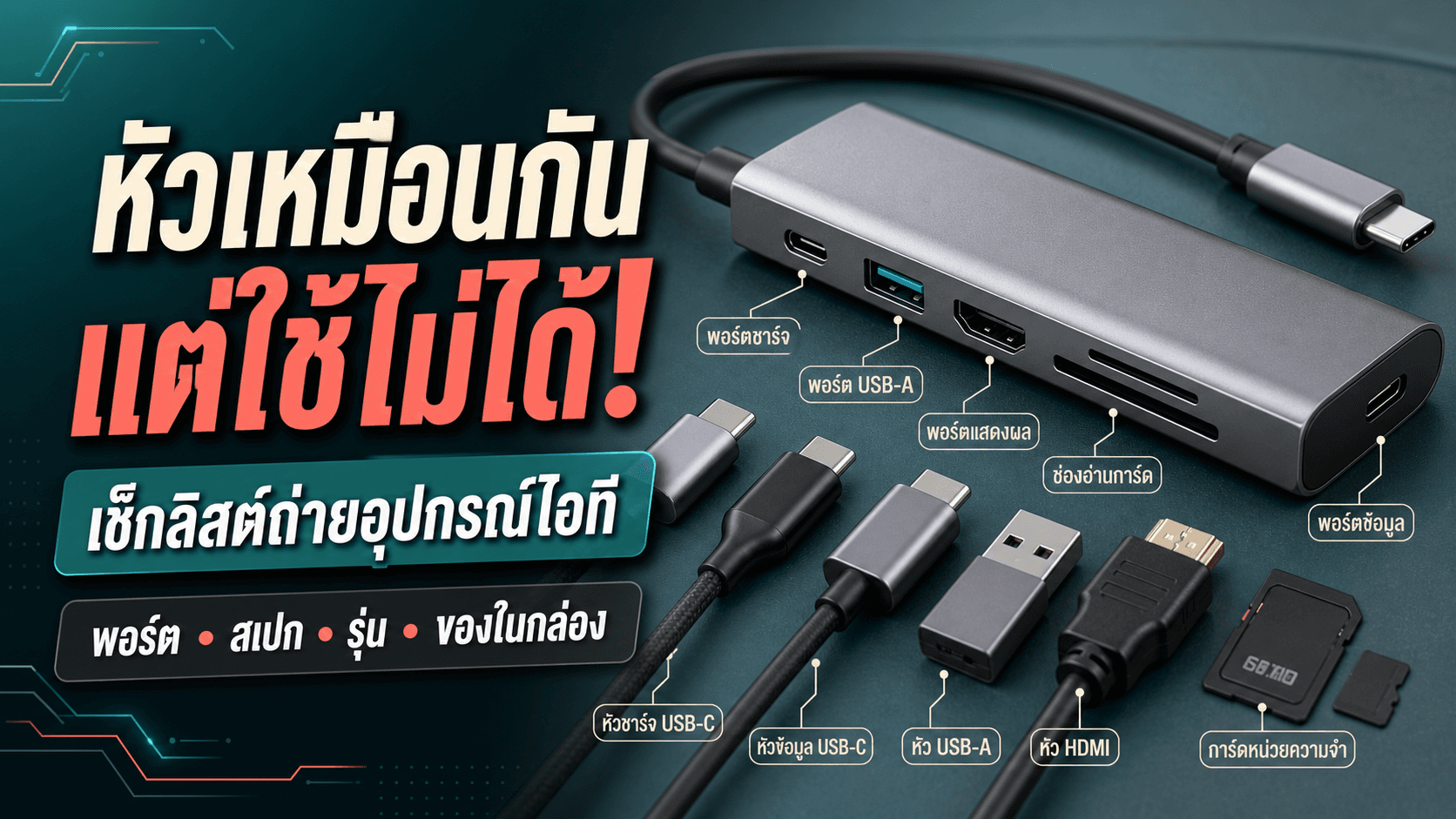 หัวเหมือนกันแต่ใช้ไม่ได้! เช็กลิสต์ถ่ายอุปกรณ์ไอทีให้เห็นพอร์ต สเปก และรุ่นที่รองรับ