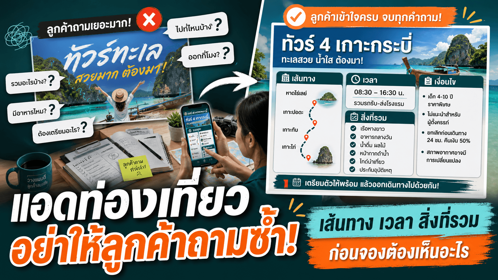 แอดท่องเที่ยวอย่าให้ลูกค้าถามซ้ำ! Creative ที่บอกเส้นทาง เวลา สิ่งที่รวม และเงื่อนไขก่อนจอง