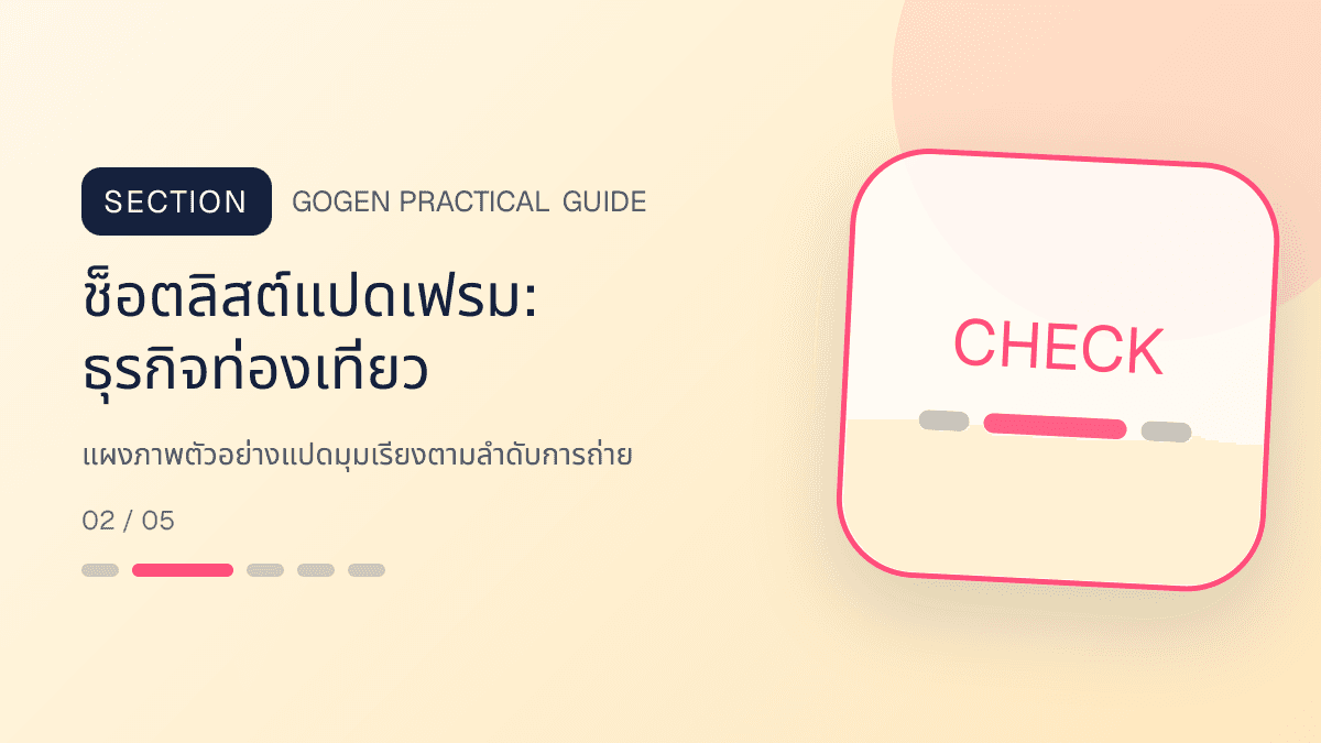 ช็อตลิสต์แปดเฟรมสำหรับธุรกิจท่องเที่ยว แสดงทัวร์ กิจกรรม และแพ็กเกจเดินทางในสไตล์สดใส น่าออกเดินทาง และให้ข้อมูลครบ