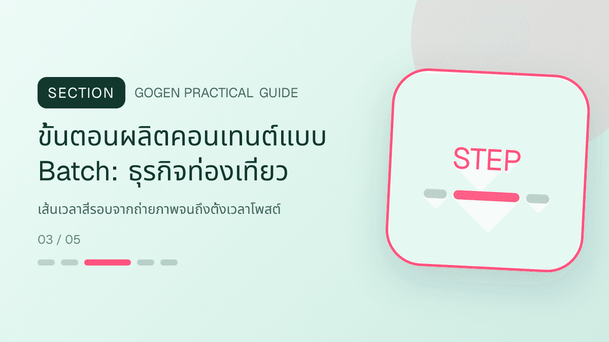 ขั้นตอนผลิตคอนเทนต์แบบ Batchสำหรับธุรกิจท่องเที่ยว แสดงทัวร์ กิจกรรม และแพ็กเกจเดินทางในสไตล์สดใส น่าออกเดินทาง และให้ข้อมูลครบ