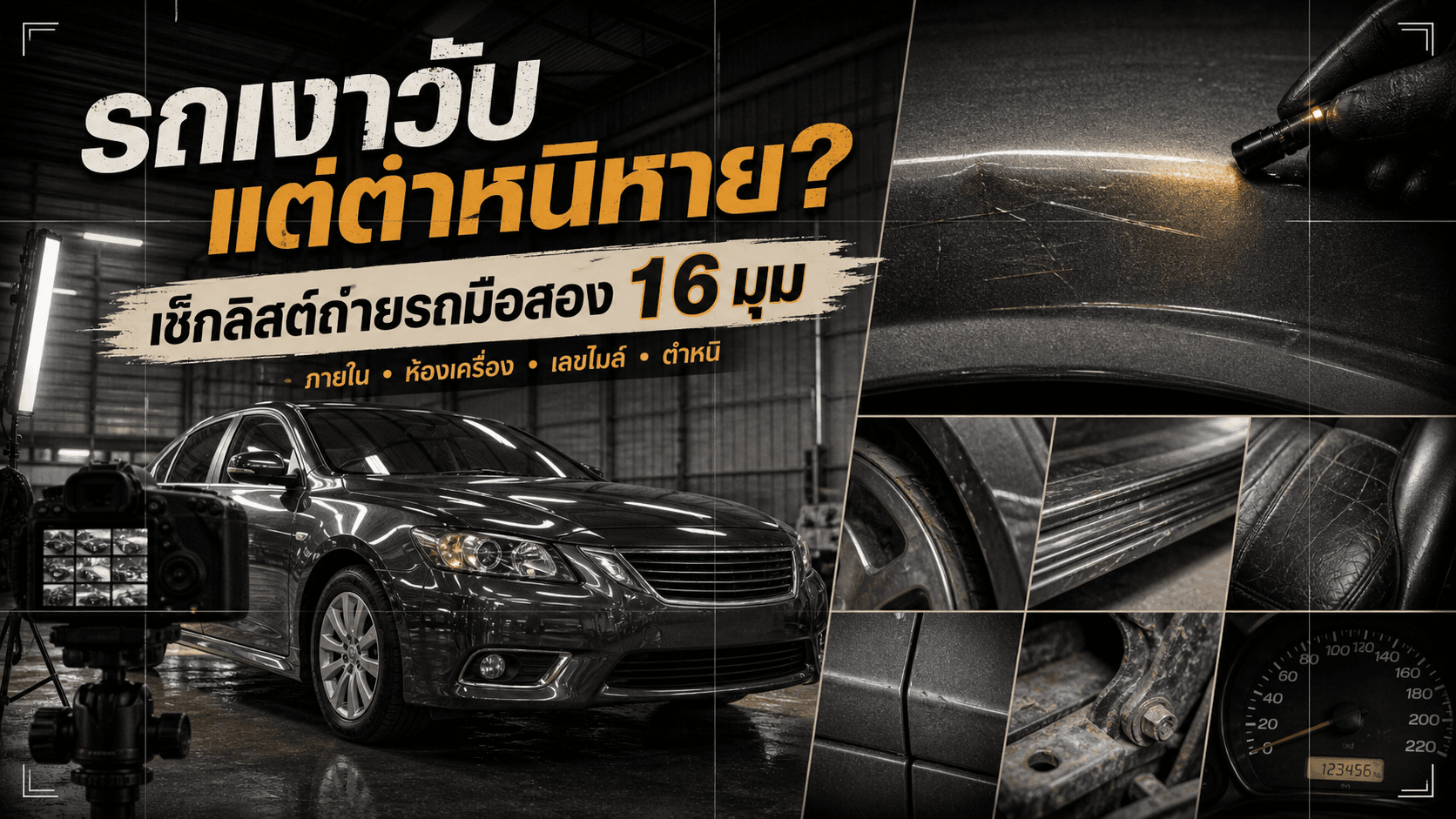รถเงาวับแต่ตำหนิหาย? เช็กลิสต์ถ่ายรถมือสองให้ครบ 16 มุมและไม่แต่งสภาพ