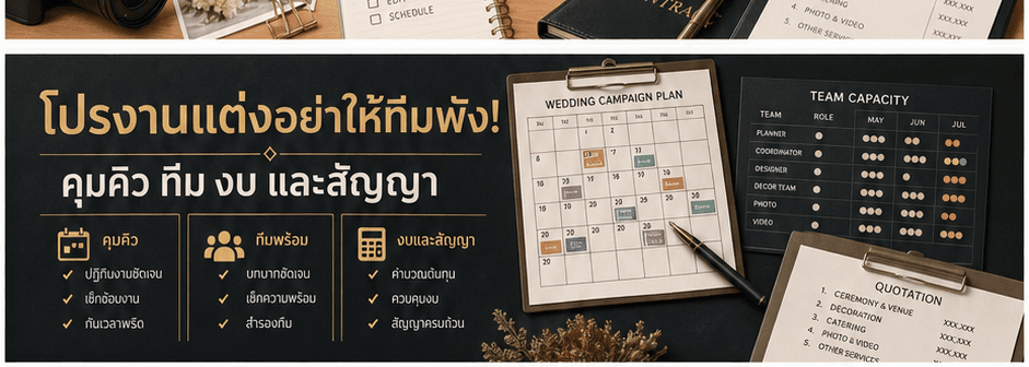 โปรงานแต่งอย่าให้ทีมพัง! วางแคมเปญขายแพ็กเกจที่คุมคิว ทีม งบ และสัญญาได้จริง