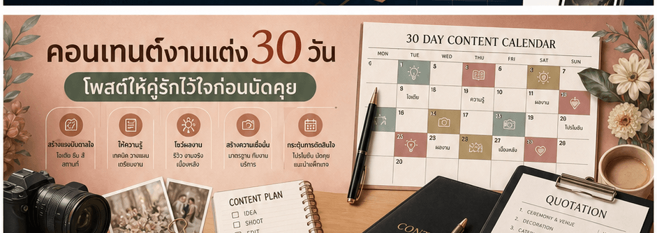 คอนเทนต์งานแต่ง 30 วัน! โพสต์ให้คู่รักไว้ใจก่อนนัดคุย ไม่ต้องขายโปรซ้ำทุกวัน