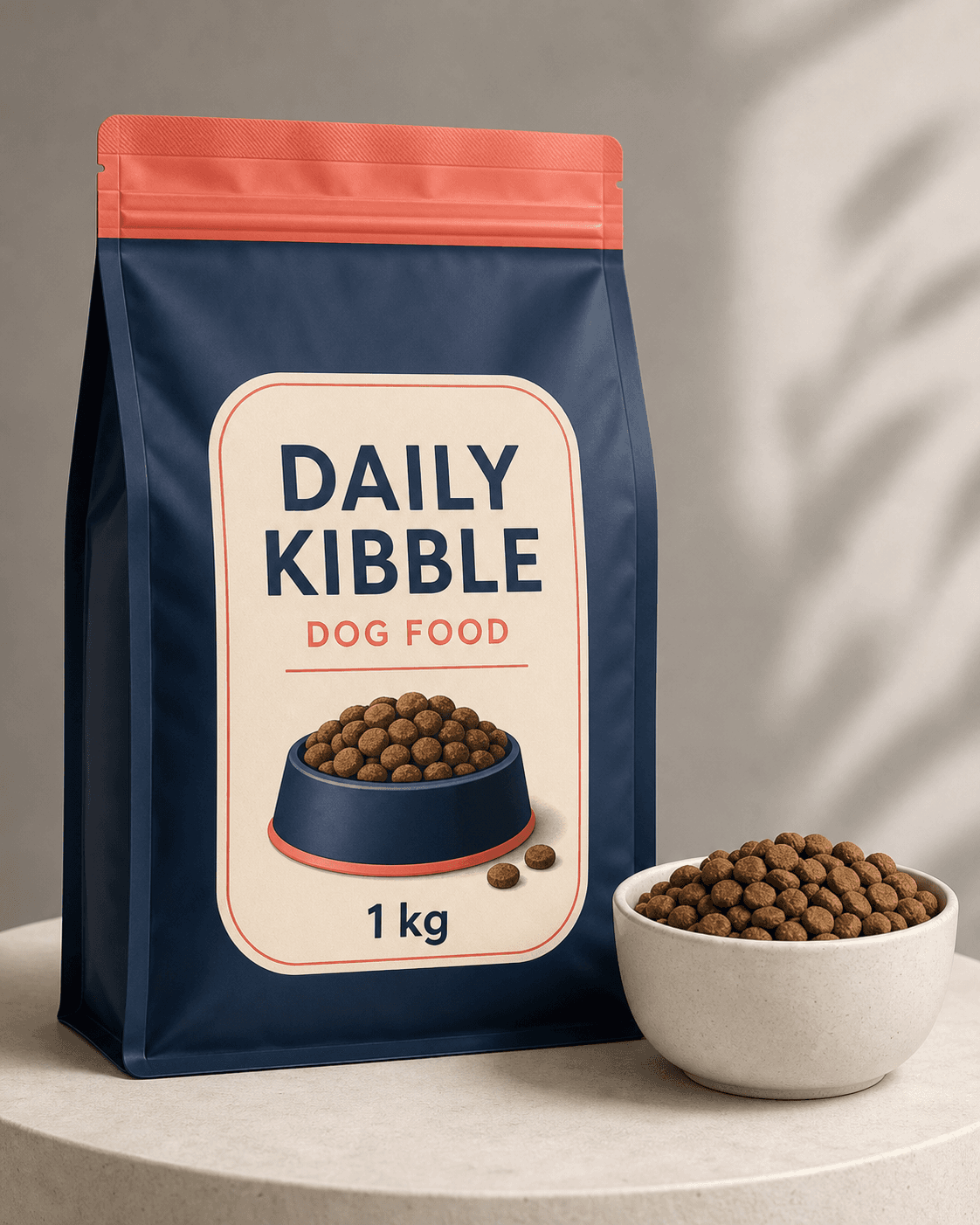 ภาพสินค้า DAILY KIBBLE DOG FOOD 1 kg ถุง navy coral พร้อมชามอาหารเม็ด